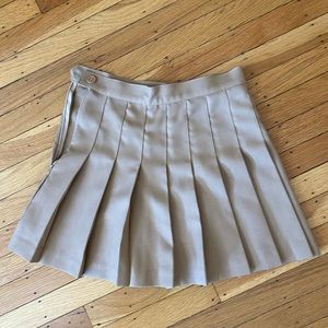 LA Apparel pleated tennis skirt in tan